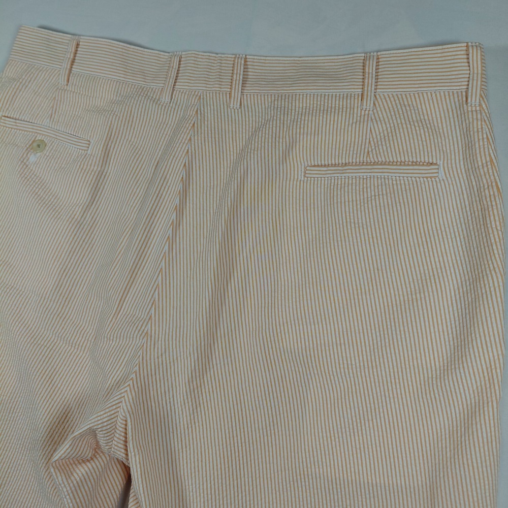 Bills Khakis Parker Short Mens 40‎ Orange White Seersucker Striped Standard Fit